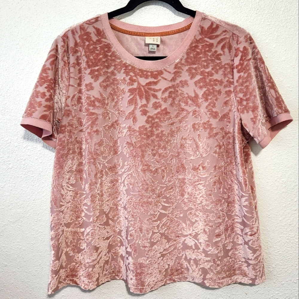 Blouse with velvet floral print - Picture 2 of 5